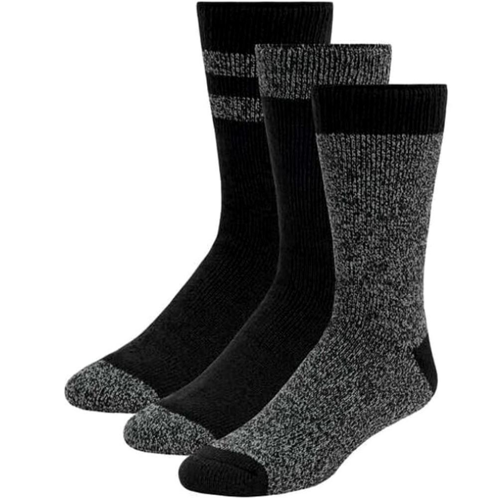 Avalanche Outdoor Supply Men's 3pk Ultimate Thermal Crew Socks Black Size 6-12